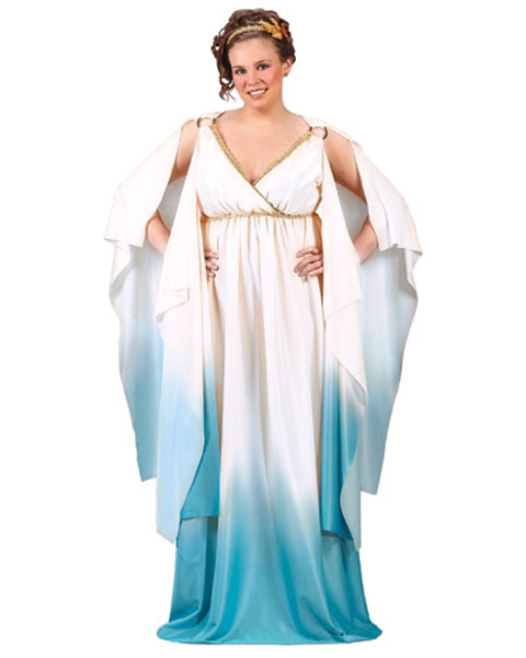 Plus Greek Goddess White & Blue Costume - Click Image to Close