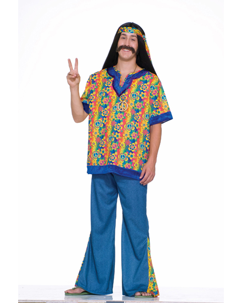 Mens Plus Size Hippie Dude Costume