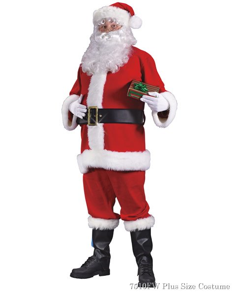 Adult Plus Size Flannel Santa Suit - Click Image to Close