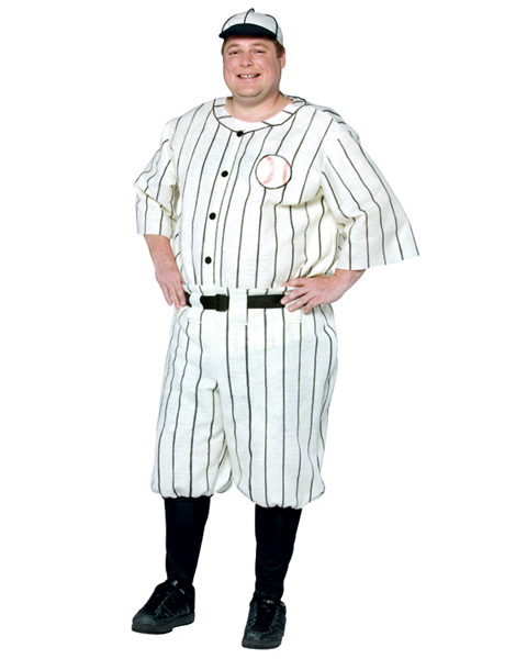 Mens Plus Size Old Time Baseball Player Costume - Click Image to Close