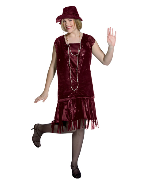 Plus Size Gatsby Girl Burgundy Costume for Adult - Click Image to Close