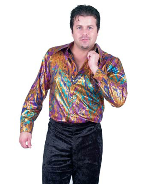 Mens Plus Disco Multi Rainbow Shirt - Click Image to Close