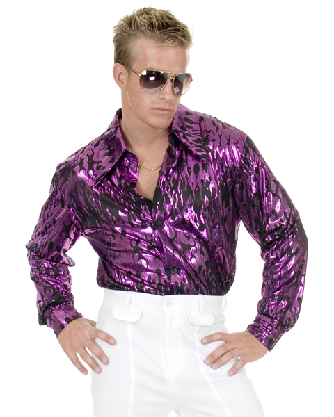 Mens Plus Size Disco Purple Flame Shirt - Click Image to Close