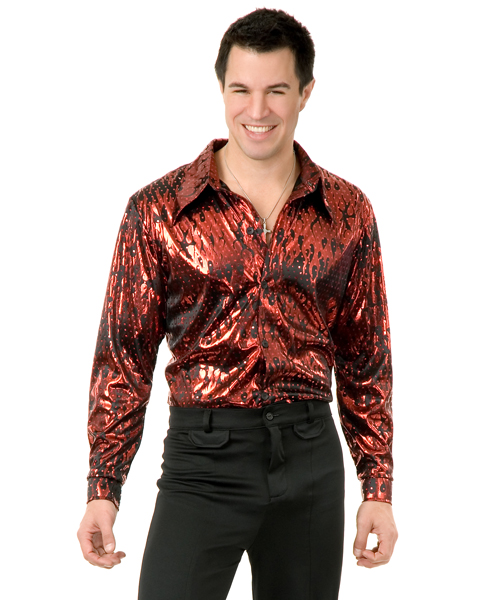 Mens Plus Size Disco Red Flame Shirt