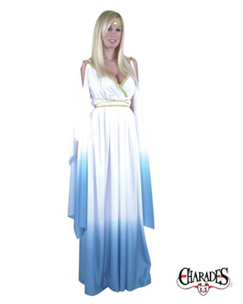 Womens Plus White & Blue Greek Goddess - Click Image to Close