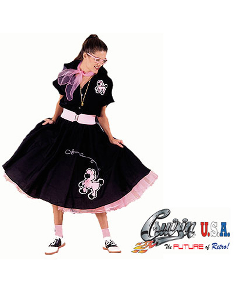 Plus Size Black and Pink Complete Poodle Outfit Costume for Adul - Click Image to Close