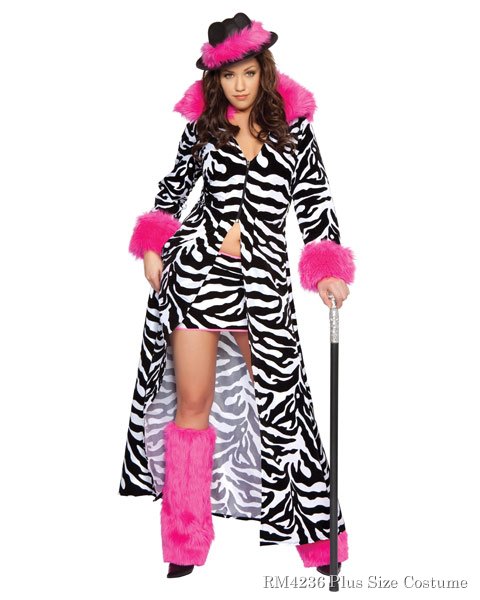 Sexy Deluxe Zebra Pimp Plus Size Women's Costume