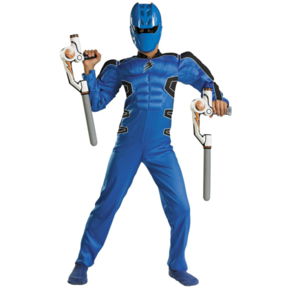 Power Rangers Jungle Fury Blue Ranger Muscle Child Costume - Click Image to Close