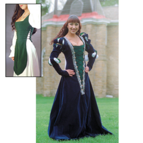 German Gown with Green Inset Renaissance Collection Adult - Click Image to Close