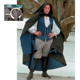 Twill Cloak with Pin Renaissance Collection Adult Costume - Click Image to Close