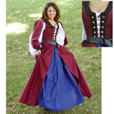 Celtic Dress (Burgundy) Renaissance Collection Adult Costume - Click Image to Close