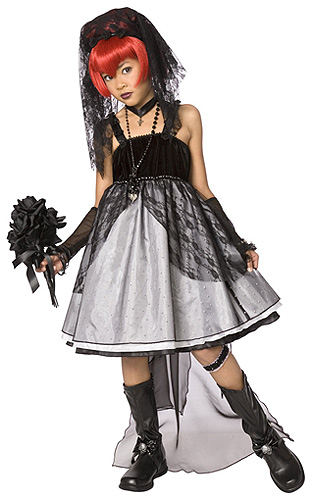 Girls Gothic Bride Costume - Click Image to Close