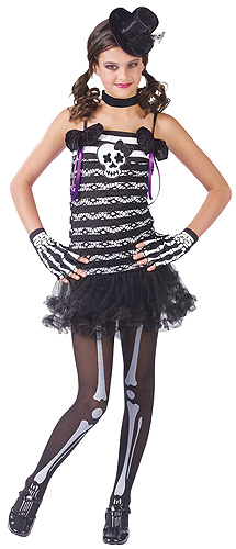 Teen Girls Skeleton Costume - Click Image to Close