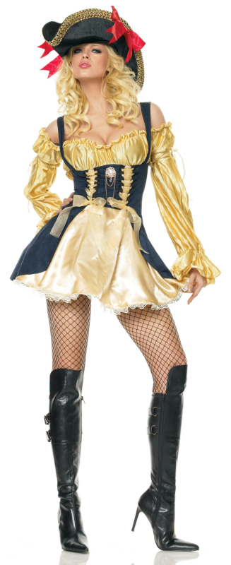 Marauder's Wench Gold/Black Sexy Adult - Click Image to Close