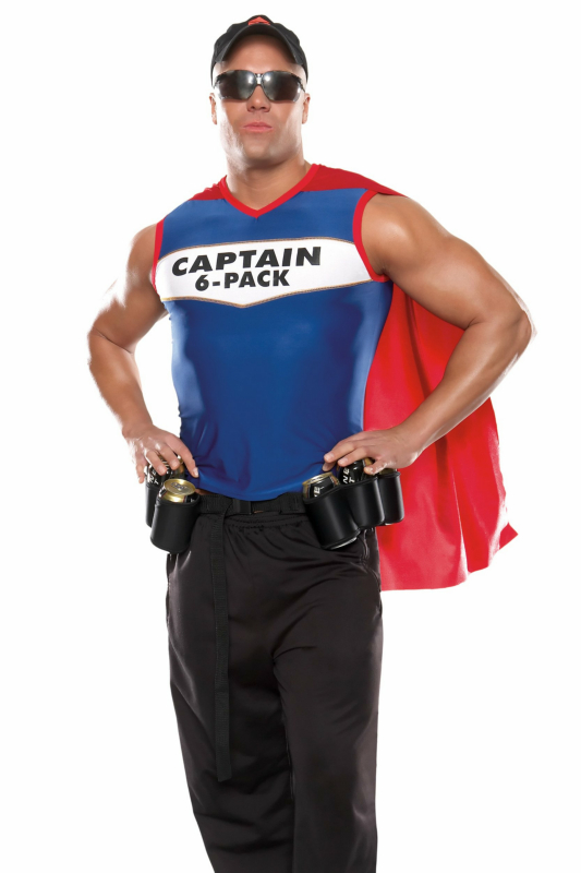 Captain 6 Pack Adult Costume - Click Image to Close