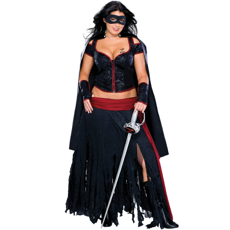 Lady Zorro Adult Plus Costume - Click Image to Close