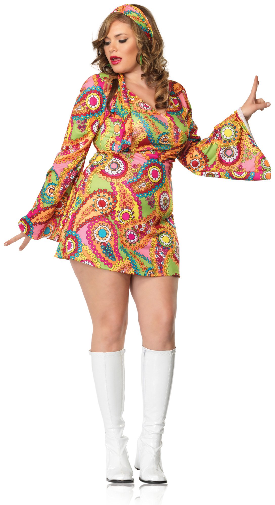 Hippie Chick Dress Adult Plus Costume - Click Image to Close