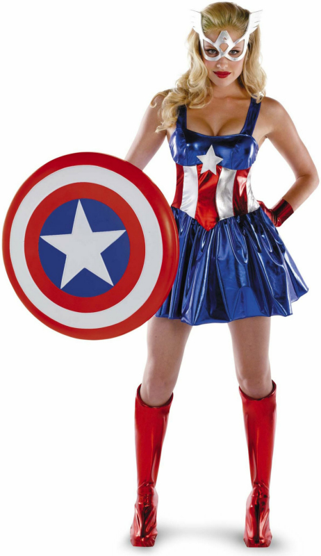 Captain America Sassy Deluxe Adult Costume - Click Image to Close