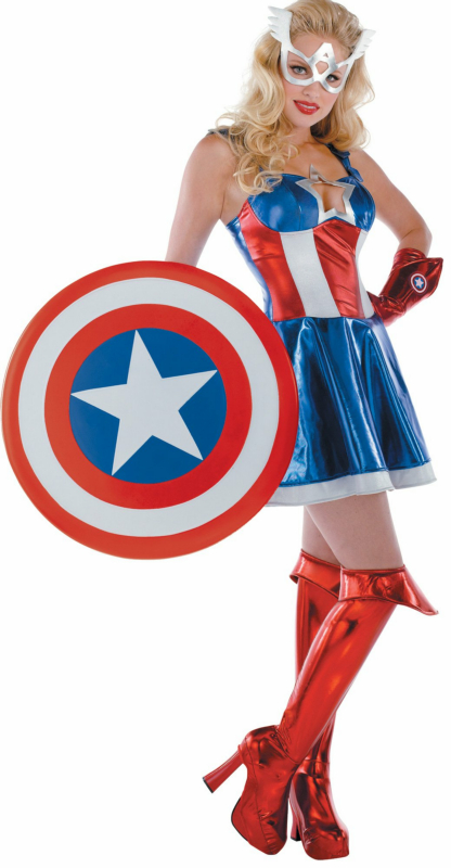 Captain America Sassy Prestige Adult Costume - Click Image to Close