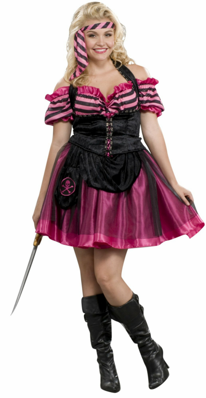 Pink Pirate Dancer Adult Plus Costume - Click Image to Close