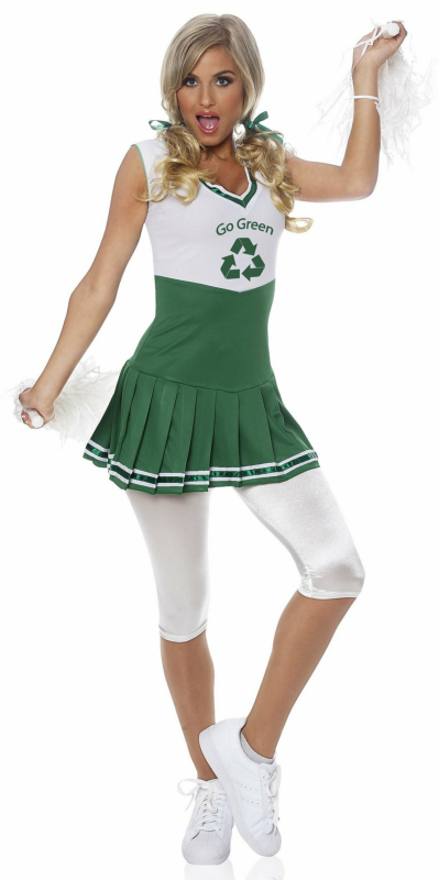 Go Green Cheerleader Adult Costume - Click Image to Close