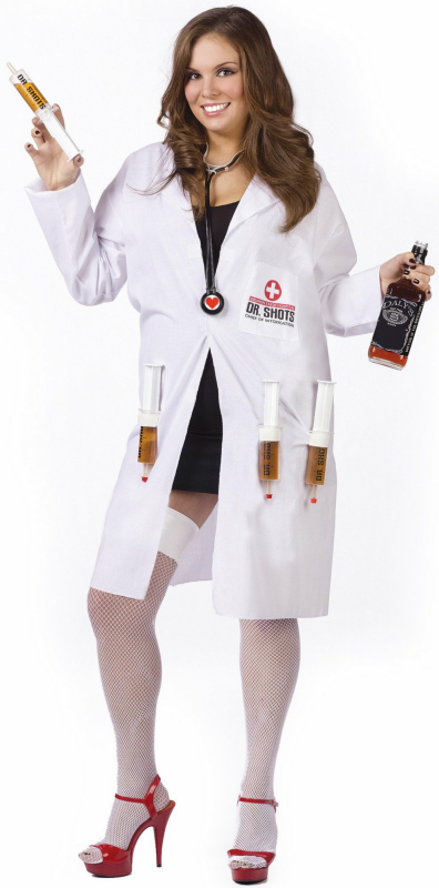 Dr. Shots Female Adult Plus Costume - Click Image to Close