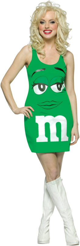 M&M Green Tank Dress Adult Costume - Click Image to Close