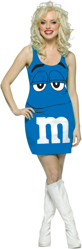 M&M Blue Tank Dress Adult Costume - Click Image to Close