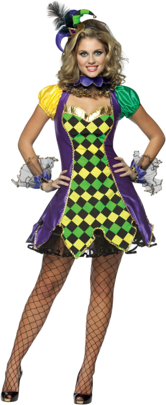 Mardi Gras Jester Woman Adult Costume - Click Image to Close