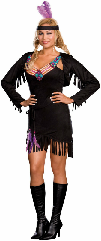 Naughty Native Plus Adult Costume - Click Image to Close