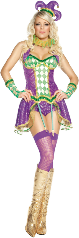 Mardi Gras Tainted Harlequin Adult Costume - Click Image to Close