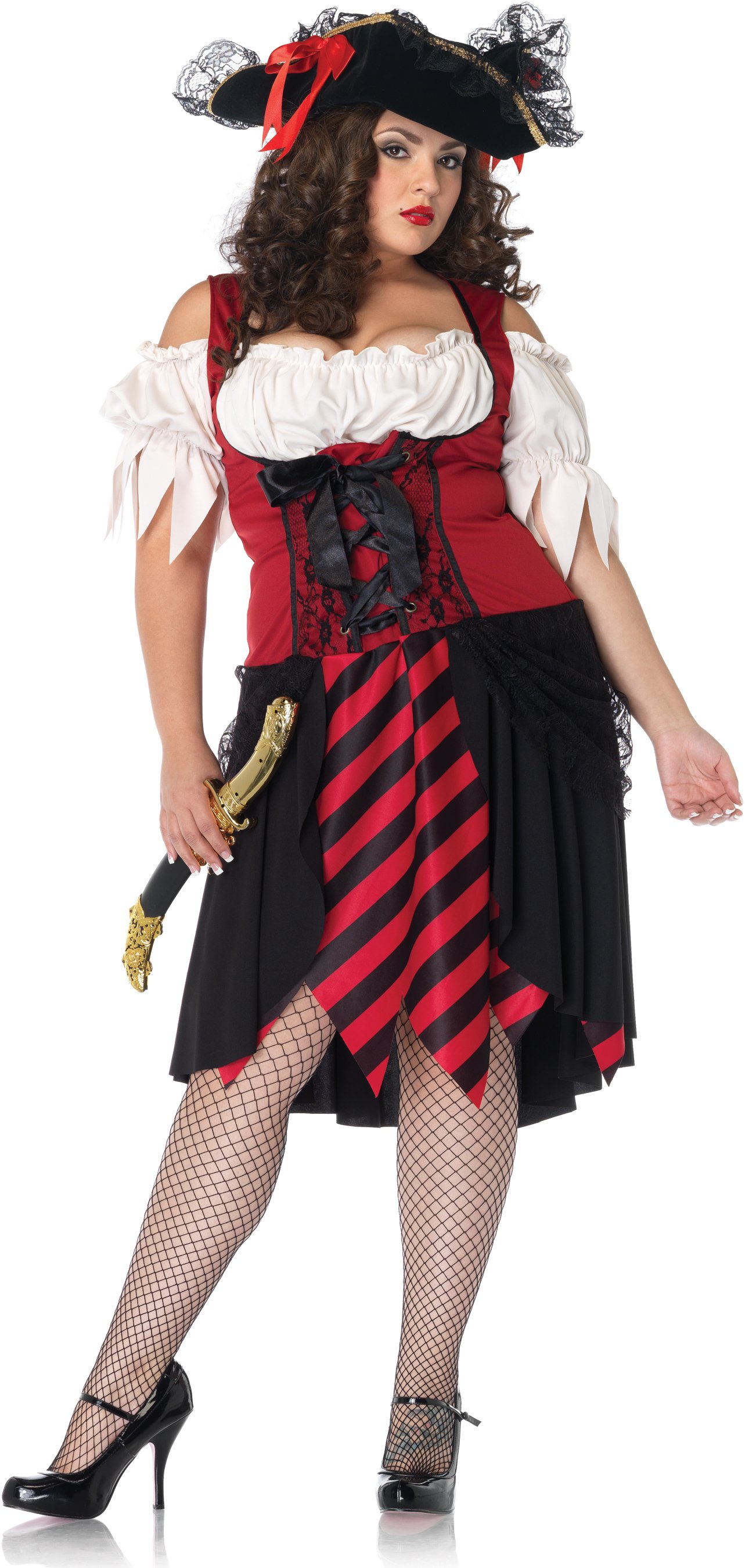 Crimson Pirate Plus Adult Costume - Click Image to Close