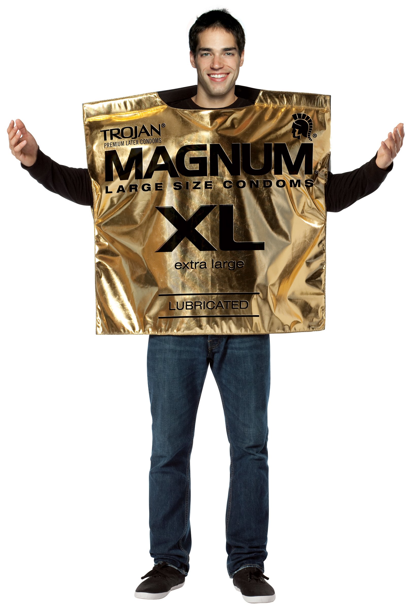 Trojan Magnum Condom Wrapper Adult Costume - Click Image to Close