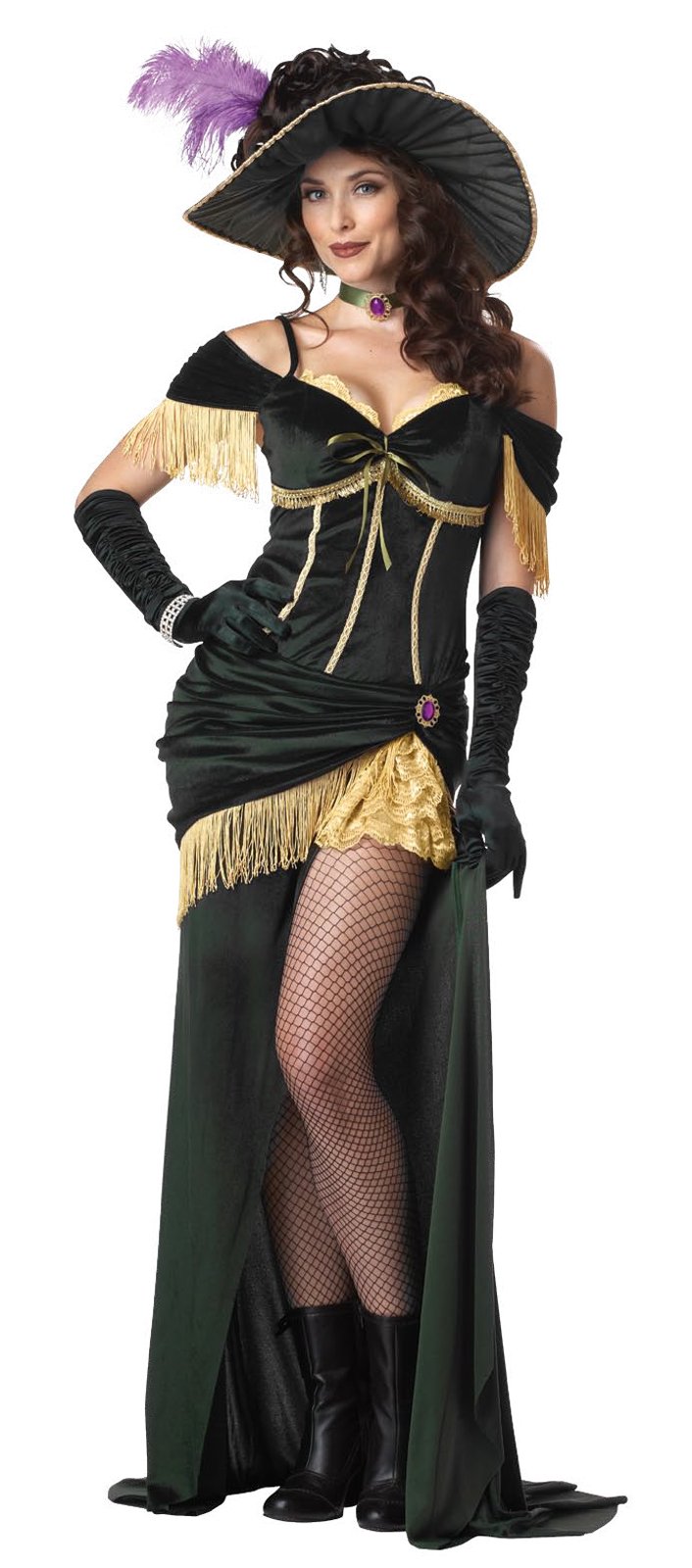 Seductive Black Saloon Madame Adult Costume - Click Image to Close