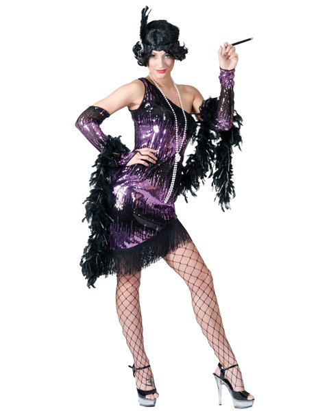 Sexy Purple & Black Jazzy Flapper Womens Costume - Click Image to Close