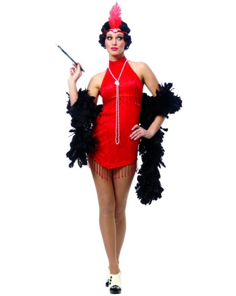 Flapper Red Costume For Adult - Click Image to Close