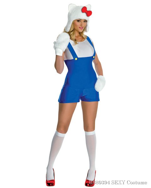 Sexy Hello Kitty Blue Romper Womens Costume - Click Image to Close