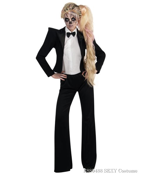 Womens Lady Gaga Tuxedo Sexy Costume - Click Image to Close