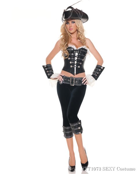 Deluxe Sexy Rouge Pirate with Pants Womens Costume - Click Image to Close