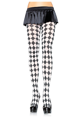 Black and White Diamond Tights - Click Image to Close