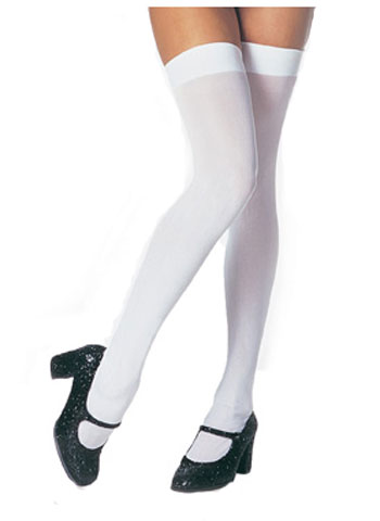 Plus Size Thigh High White Stockings - Click Image to Close