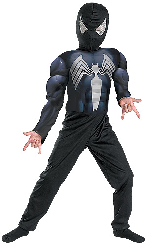 Kids Muscle Chest Black Spiderman Costume