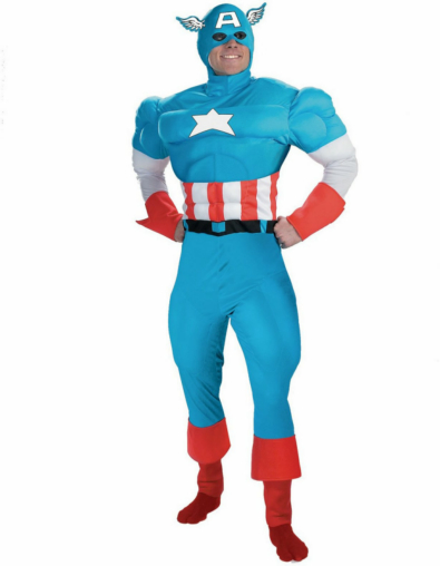 Captain America Deluxe Muscle Adult Costume - Click Image to Close