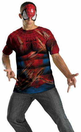 Spider-Man Shirt And Mask Adult Costume - Click Image to Close