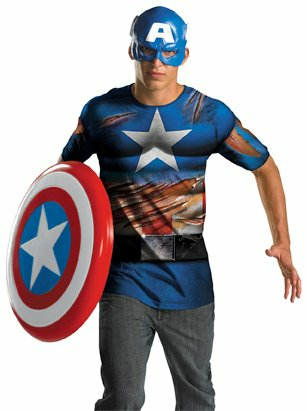 Captain America Shirt And Mask Adult Costume - Click Image to Close