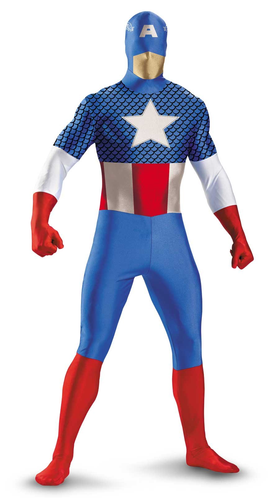 Captain America Bodysuit Adult Costume - Click Image to Close