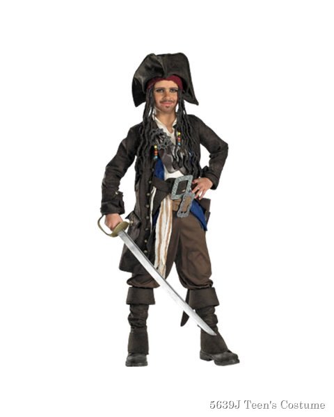 Teen Captain Jack Sparrow Prestige Premium Costume - Click Image to Close