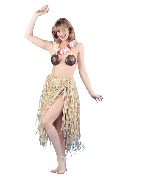 Hula Skirt Costume with Natural Raffia - Click Image to Close