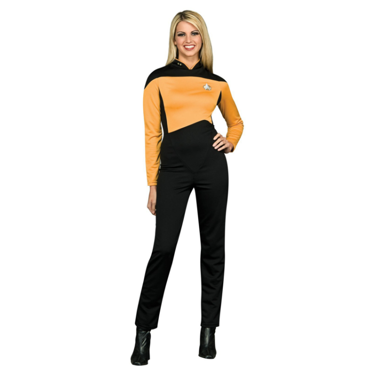 Star Trek Next Generation Gold Jumpsuit Deluxe Adult Costume - Click Image to Close