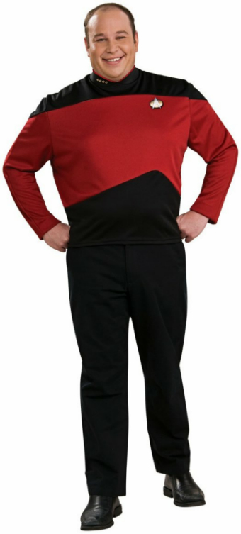 Star Trek Next Generation Red Shirt Deluxe Adult Plus Costume - Click Image to Close